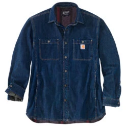Carhartt - Denim Fleece Lined Snap Front Shirt - Chemise -Vestes Boutique carhartt denim fleece lined snap front shirt chemise 1