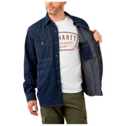 Carhartt - Denim Fleece Lined Snap Front Shirt - Chemise -Vestes Boutique carhartt denim fleece lined snap front shirt chemise detail 4